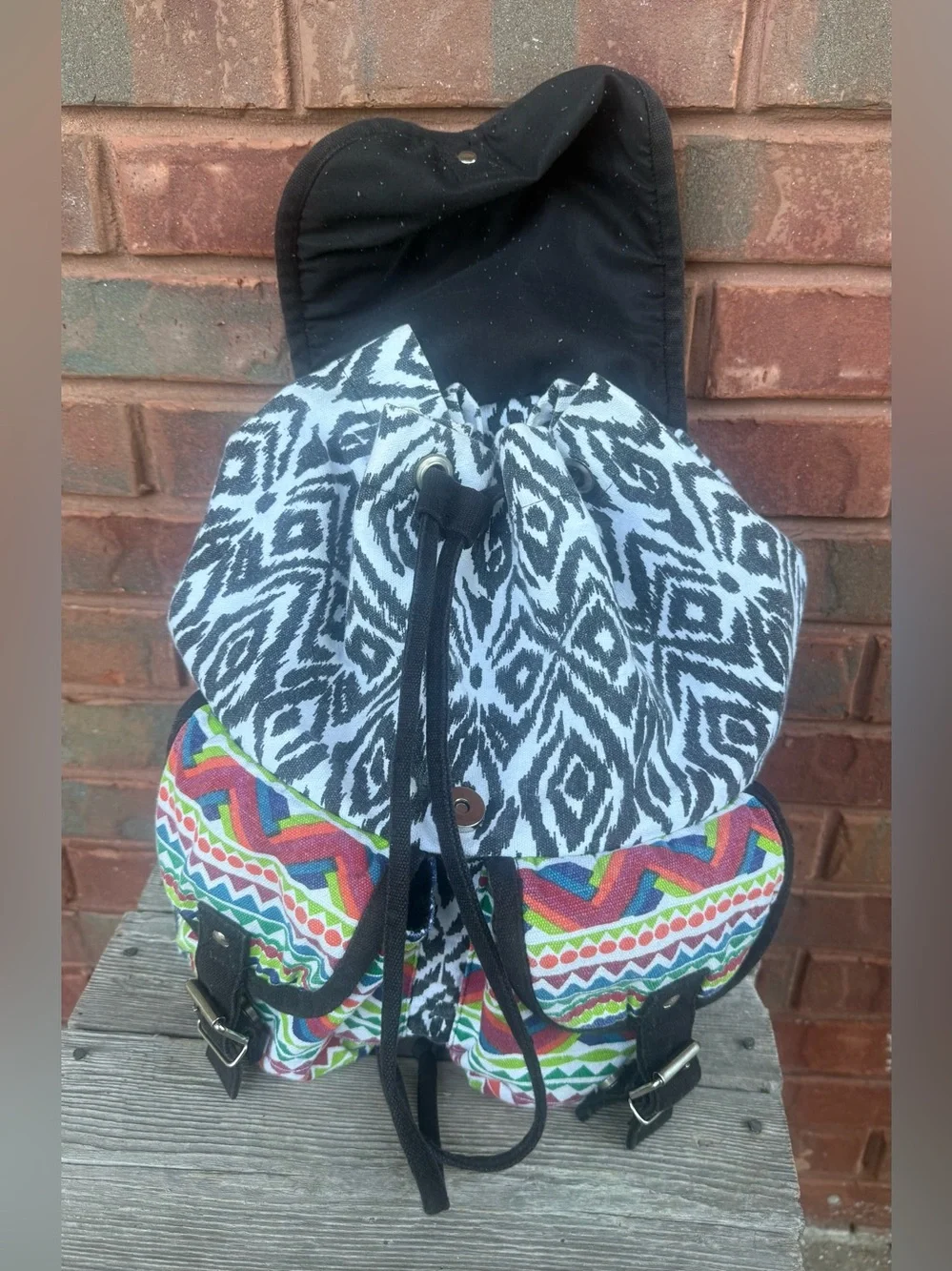 Vintage Delia’s fabric backpack bag tribal Aztec pockets school overnight bag